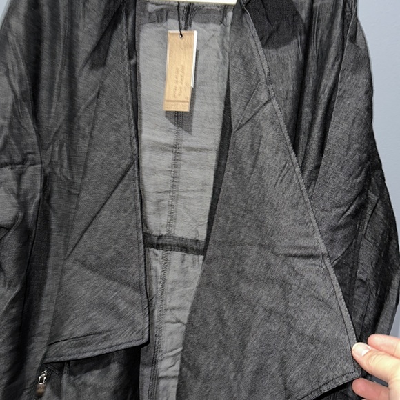 New 🌟 Chambray Dark Wash Open Cinched Waist Kimono Jacket - Picture 3 of 5